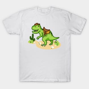 Cowboy T-Rex with little hat and saddle, tyrannosaurus, dino, dinosaur T-Shirt